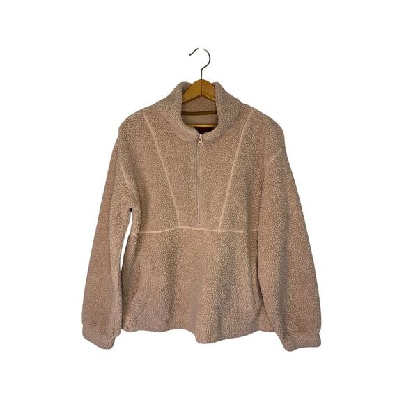 UGG By Koolaburra Pink 1/2 Zip Sherpa Fleece Pullover Sweatshirt Medium Winter - Picture 1 of 16